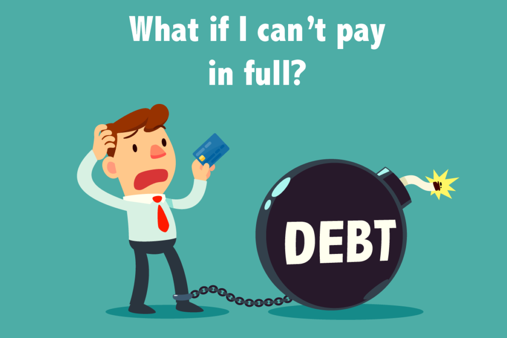 Man in debt, Can't pay in full.