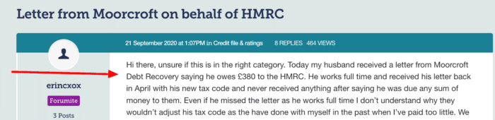 Moorcroft about HMRC debt