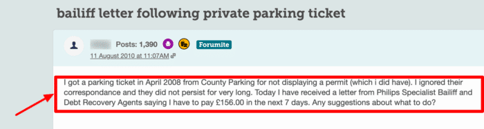private parking ticket can bailiffs come