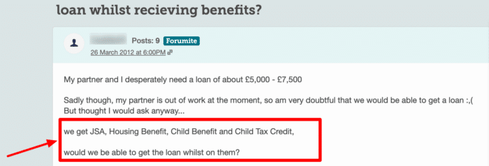 can you get a loan whilst on benefits